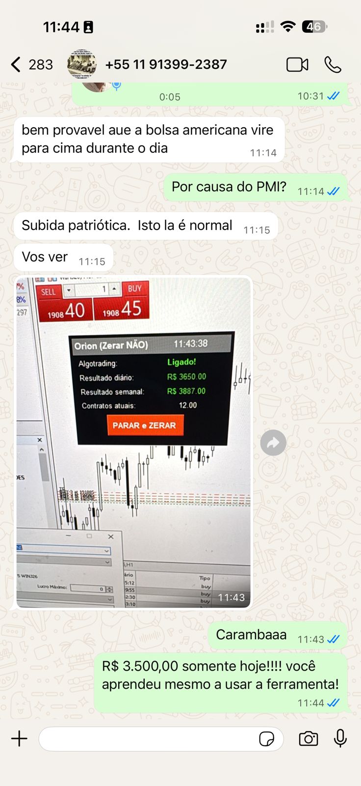 Resultado de operação real de membro